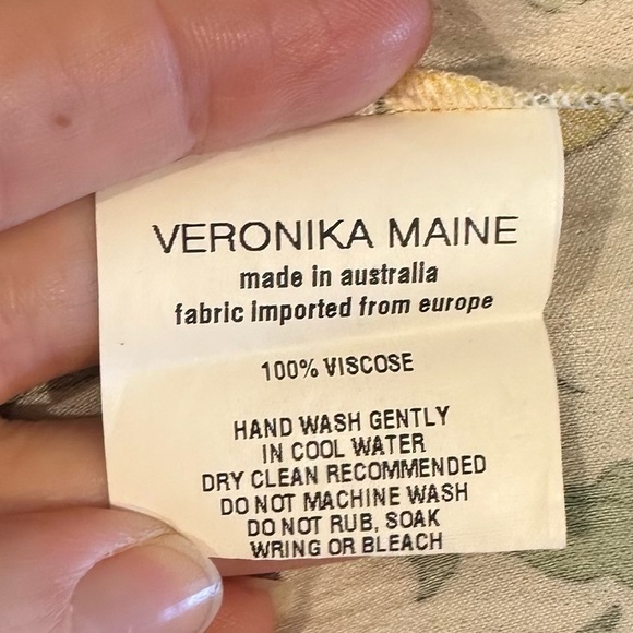 Veronika Maine top blouse floral tie front white pink yellow ladies size 6 - Picture 5 of 6